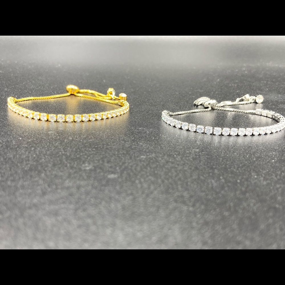 Swarovski Crystal Silver Gold Tennis Bracelet Set